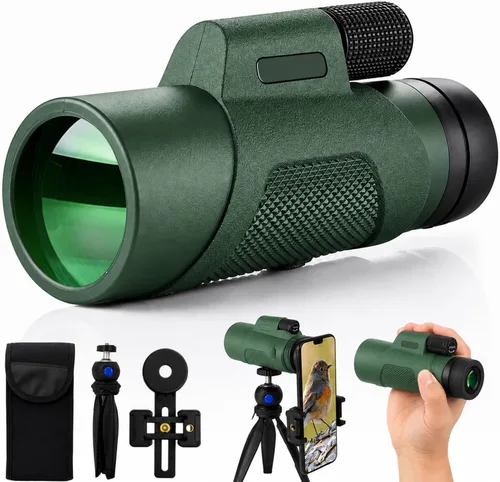 Monocular de 12x50 para adultos, monocular de alta potencia con BAK4 Verde