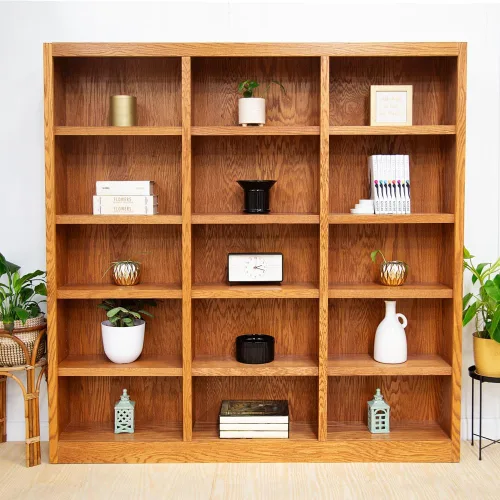 Vista 3 de Concepts In Wood - Estantería de madera para libros, muebles altos, 72 x 72 pulgadas, color cereza