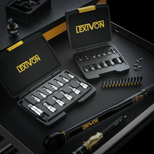 Vista 8 de LEXIVON E-TORX - Juego de dados de acero aleado al cromo vanadio, 13 piezas hembra Star Socket E4 - E20 Set Estuche de almacenamiento mejorado