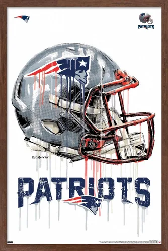 Vista 16 de Trends International NFL New England Patriots - Póster de pared con casco de goteo 20, 22.375 x 34 pulgadas, versión enmarcada negra