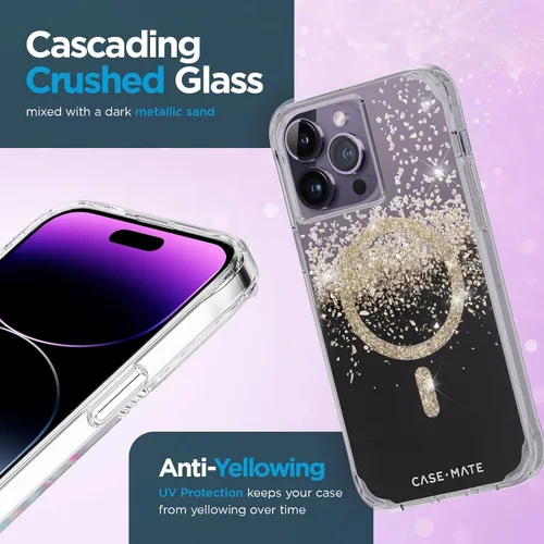 Vista 9 de Case-Mate - Funda magnética con brillo para iPhone 14 Pro Max, ónix de quilates (Karat Onyx), protección contra caídas de 10 pies, apta