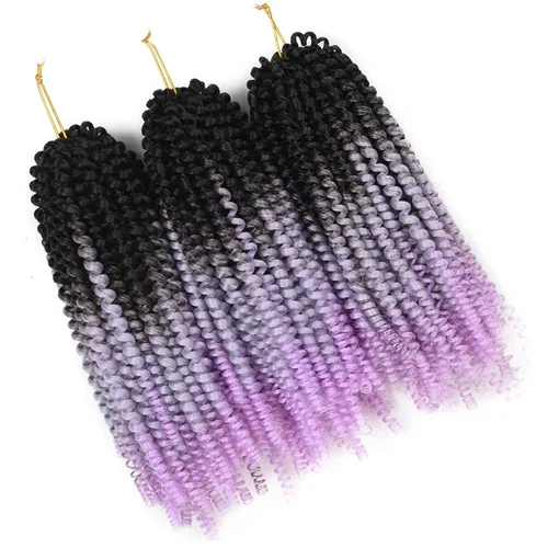Vista 2 de Extensiones de cabello trenzado sintético ombré de 8 pulgadas, trenzas de ganchillo rizado para rizos de pasión, extensiones de cabello sintético