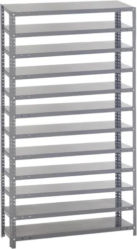 Vista 240 de Quantum QSBU-245BK Heavy Duty Shelving Unit with (7) Shelves and (24) QUS245 Black Bins for Garage Warehouse Storage Distribution 400 lb Load