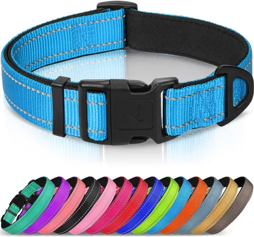 Vista 6 de Joytale - Collar reflectante para perro, collar de nailon transpirable con acolchado de neopreno suave para mascotas, ajustable para cachorros