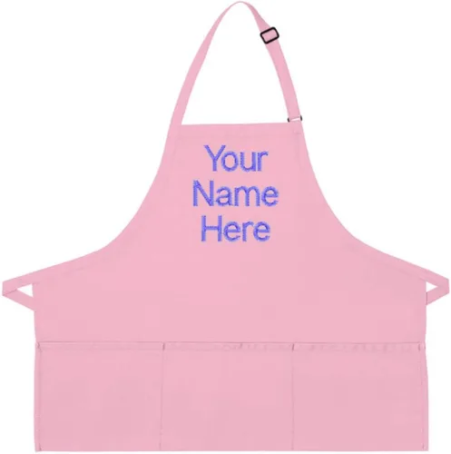Vista 5 de Delantal personalizado rosa caliente hombres mujeres poli/algodón tela de sarga extra grande