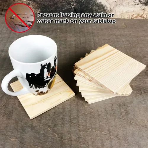 Vista 8 de Acrux7 Paquete de 24 cuadrados de madera de 4 x 4 pulgadas para pinturas, paneles de madera sin terminar, cuadrados de pino natural, tableros