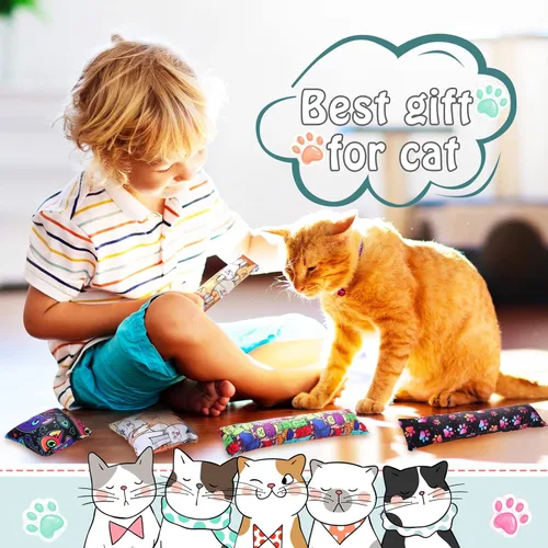 Vista 3 de Hungdao 8 piezas de hierba gatera Kicker Toys Cat Kick Sticks interactivos juguetes de almohada para gatitos interiores suministros para masticar