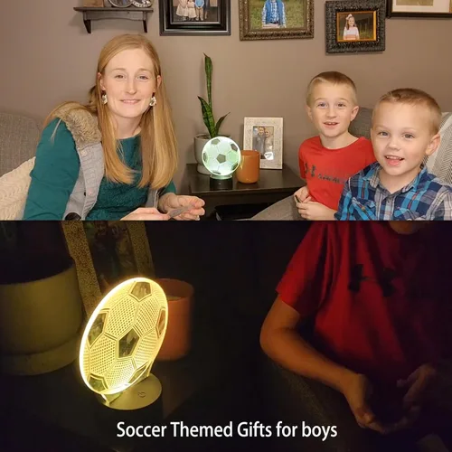 Vista 4 de OceanWings Soccer Gifts 3D Night Light for Boys 8-12, Christmas Stocking Stuffers for Teens Girls Optical Illusion Lamp Nightlight with Remote