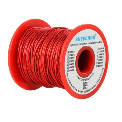 BNTECHGO - Alambre magnético de calibre 16 a 38°AWG - Alambre de cobre esmaltado - Alambre para embobinar magnético esmaltado 1 rollo rojo Rojo 1 Lb