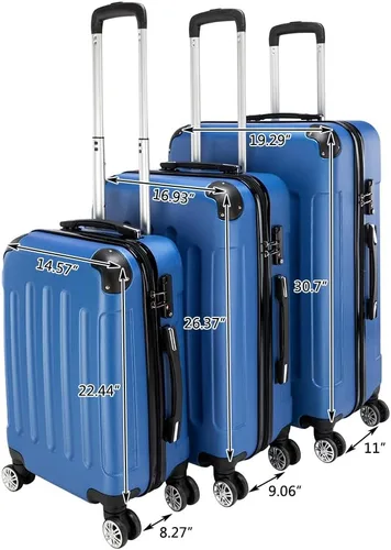 Vista 42 de Juego de equipaje de 3 piezas – Maletas con ruedas giratorias multidireccionales – Bolsa de viaje Maleta ABS con bloqueo TSA – Maletas de carcasa