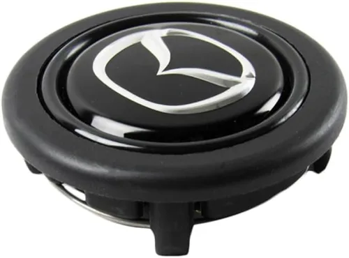 Vista 14 de Q1-TECH, botón redondo JDM universal para volantes aftermarket de 6 pernos con abertura de dos pulgadas 2" para botón de bocina (AUD-BK)
