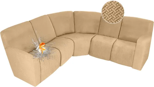 Vista 41 de ALIECOM Fundas 100% impermeables para sofá seccional reclinable, forma de L, elásticas, para esquina, funda para sofá seccional reclinable, lavable