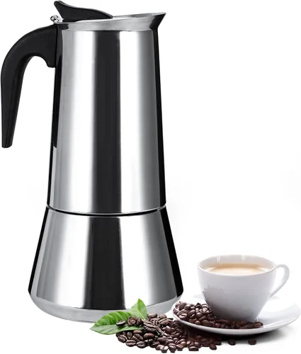 Estufa de acero inoxidable Moka Pot Espresso Maker Percolator 12 tazas 20.3 fl oz portátil italiano Greca Cafetera cubana para gran familia, hogar,