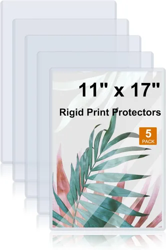 Vista 11 de Rainmae Paquete de 10 protectores rígidos de impresión de 11 x 17 pulgadas, protectores de hojas de plástico duro impermeables transparentes, fundas