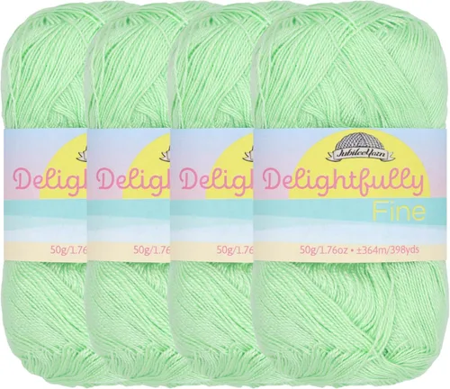 Vista 25 de JubileeYarn - Ovillo de hilo deliciosamente fino, 1.76 oz/madeja de rayón de bambú, color rosa polvo, 4 madejas