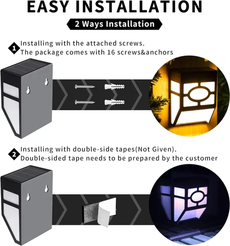 Vista 5 de Solpex Luces solares para terraza, luces solares para valla, 2 modos de luces de decoración de Navidad, patrón único, impermeable automático