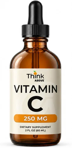 Think Above Gotas líquidas de vitamina C, 250 mg por porción, vitamina C como ácido L-ascórbico, suplemento líquido de vitamina C para adultos, 30