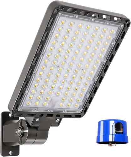 ledmo Luz LED de estacionamiento de 37000 lm, luz de calle comercial para exteriores del atardecer al amanecer, con brazo ajustable, montaje en