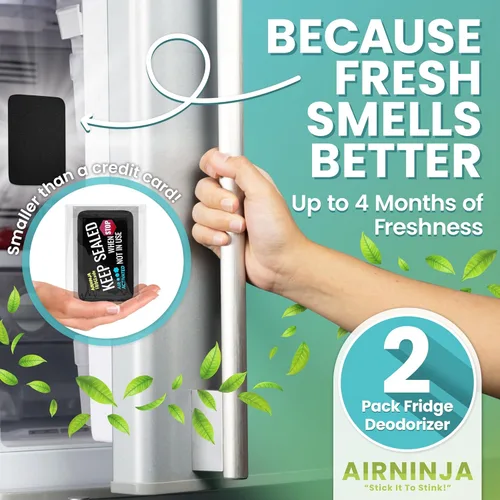 Vista 2 de Fridge Deodorizer - Natural Refrigerator Deodorizer Odor Eliminator - Beats Baking Soda and Bamboo Charcoal Air Purifying Bags - Activated Carbon