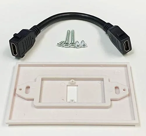 Vista 2 de iMBAPrice - Placa de pared HDMI Pigtail Cable HDMI de alta velocidad flexible incorporado con puerto único Ethernet (1 puerto) Blanco