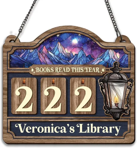 Vista 16 de Rastreador de Lectura de Libros Personalizado, Contador de Libros Leídos Este Año, Decoración de Biblioteca, Letrero de Seguimiento de Libros