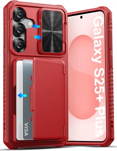 Vista 15 de ATATOO Funda tipo cartera para Samsung Galaxy S25, tarjetero integrado (3-5 tarjetas) [bloqueo RFID] y cubierta de cámara deslizante, protección
