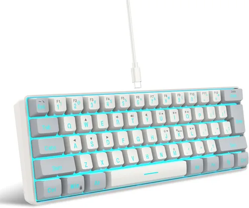 Vista 13 de Snpurdiri Teclado para juegos 60% con cable, mini teclado ultracompacto retroiluminado RGB, impermeable, pequeño, compacto, 61 teclas para jugadores