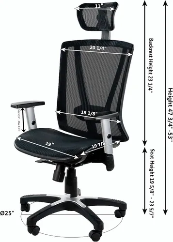 Vista 3 de ErgoMax Silla de oficina ergonómica ajustable marrón de 53 pulgadas de alto, silla ergonómica de oficina en casa, silla ergonómica