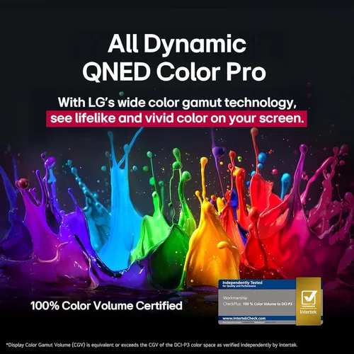 Vista 3 de LG televisor inteligente Mini LED 4K serie QNED evo AI QNED92A de 65 pulgadas con Dolby Atmos, Dolby Vision, HDR10, AI Super Upscaling 4K, modo