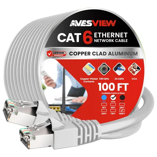 Vista 14 de Cable Ethernet CAT 6 blindado de 10 pies, cable de alta velocidad de 10 Gbps sin enganches de 10 pies (SFTP) para Internet, enrutador, módem, Negro