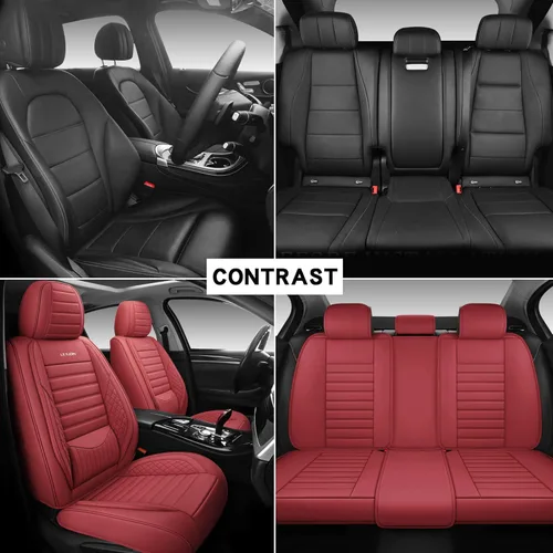 Vista 6 de Fundas de asiento de automóvil totalmente cubiertas con piel sintética de napa impermeable, ajuste universal para la mayoría de automóviles