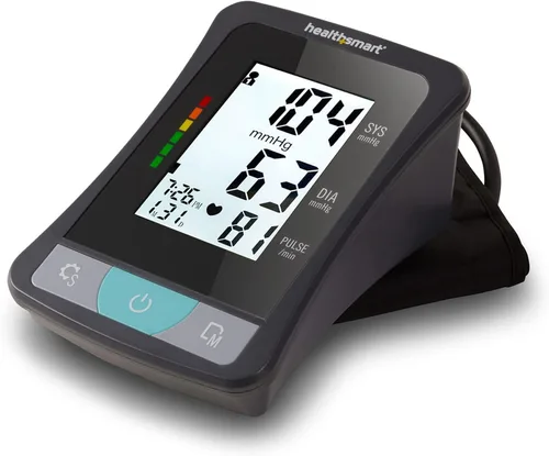 HealthSmart Monitor Digital de Presión Arterial de Brazo con Manguito Automático para Brazo Superior que Muestra Presión Arterial, Frecuencia del