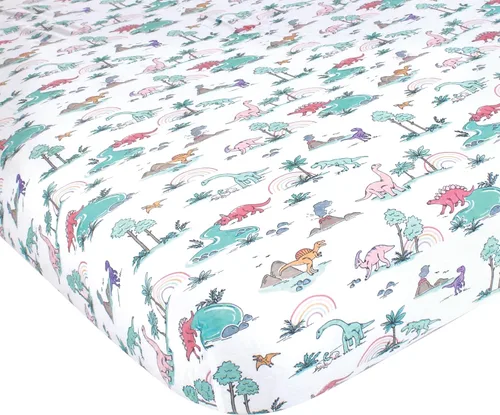 Vista 13 de Hudson Baby Sábana bajera ajustable unisex de algodón para cuna, diseño de animales de granja para niños, talla única