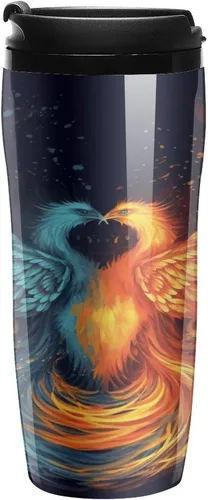 Vista 9 de Fire And Water Phoenix Coffee Cup Hot Coffee Travel Mug Reusable Iced Coffee Cups Double Heat Insulation Coffee Mug with Leak-Proof Lid Stylish