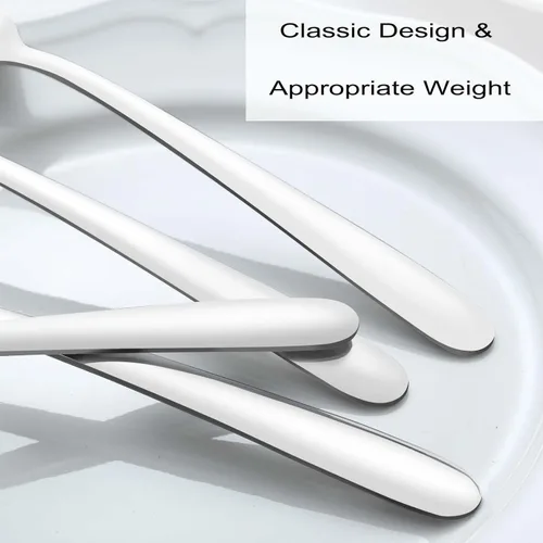 Vista 5 de Pleafind 24 cucharas de cena, cubiertos de 7.4 pulgadas, juego de cucharas de acero inoxidable, cucharas plateadas, cucharas de cubiertos