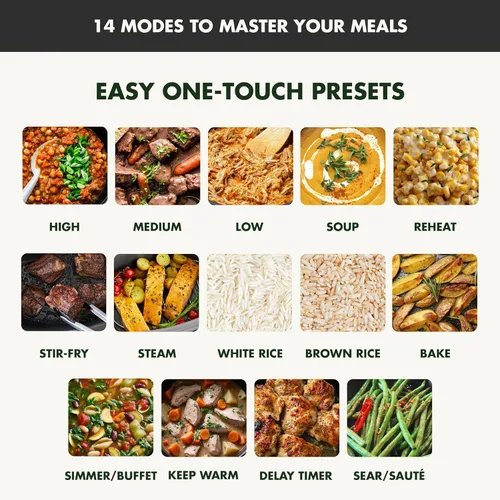 Vista 5 de GreenPan Elite 14 en 1 olla de cocción lenta eléctrica antiadherente de 6 cuartos de galón, olla de cocción múltiple de cerámica sin PFAS