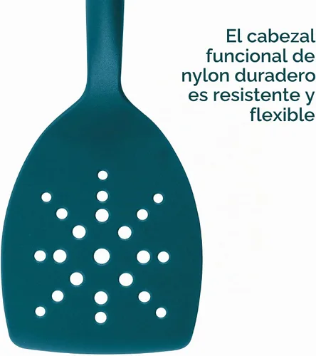 Vista 2 de Rachael Ray Gadgets Lazy Tools - Juego de utensilios de cocina antiadherentes, 6 piezas, color verde azulado