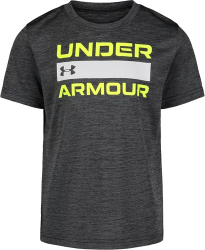 Vista 4 de Under Armour Boys' Short Sleeve Wordmark Graphic T-Shirt, Relaxed Fit Black Tech Wordmark