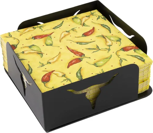 Vista 2 de Boston International Servilletero de metal, tamaño de cóctel, cuerno largo negro