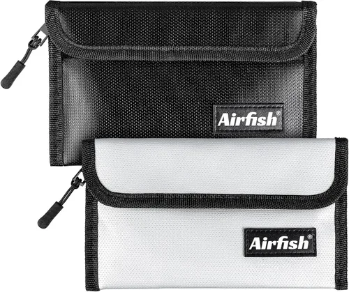 Vista 6 de Airfish Bolsa de dinero ignífuga, cartera ignífuga de 5 x 8 pulgadas, bolsa de dinero impermeable con cremallera, pequeña bolsa de efectivo ignífuga