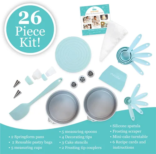 Vista 4 de MindWare Playful Chef: Kit de decoración de pasteles para niños - Incluye moldes, bolsas de pastelería reutilizables, plantillas, recetas y más
