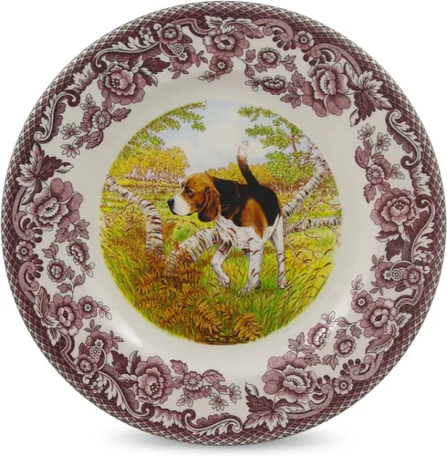 Spode Woodland Plato de Cena, Beagle | Decoración para Cabaña de Caza, Lodge y Cottage | Fabricado en Inglaterra con Fina Loza | Apto para