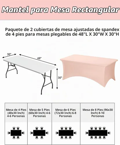 Vista 3 de Fixwal Paquete de 2 manteles de cumpleaños de elastano de 4 pies, color Rosa bebé