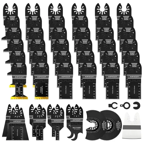 Vista 9 de AIFICUT 15 hojas de sierra oscilantes de titanio, cuchillas multiherramienta universales para clavos de metal, material duro y madera y plástico