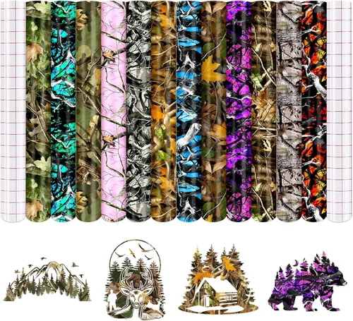 Vista 11 de Vinilo adhesivo permanente con estampado de mezclilla de encaje, 10 hojas de 12 x 10 pulgadas, impermeable, HTV para manualidades de vasos