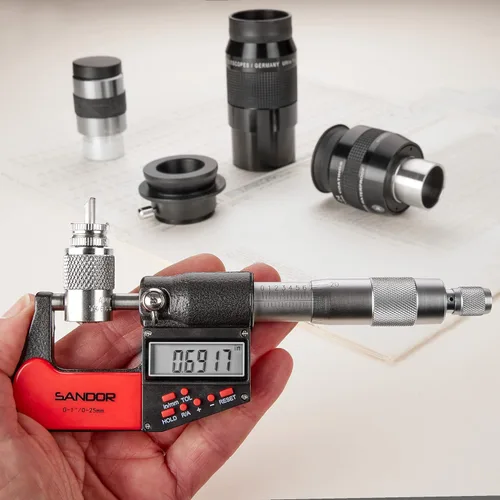 Vista 3 de Micrómetro exterior digital profesional con punta de carburo 0-1"/0-25mm Rango de medición - 0.00005" / 0.001mm Precisión con tope de trinquete