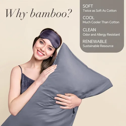 Vista 186 de BEDELITE - Juego de 2 fundas de almohada con solapa, tamaño estándar, rayón de bambú, frescas, suaves y transpirables, para personas calurosas