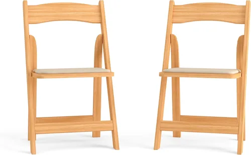 Vista 127 de HERCULES™ silla plegable de madera blanca, con asiento acolchado, Vinilo, Mahogany