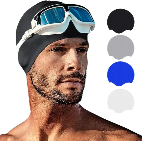Tripsky Silicone Swim Cap for Long Hair, Swimming Cap for Women Men Teenagers, Stereoscopic Pattern Bathing Cap Ideal for Curly Short Medium Long