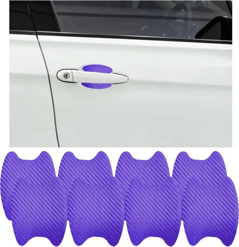 Vista 18 de Ziciner 4 calcomanías para manija de puerta de automóvil, textura de fibra de carbono, películas protectoras para manija de puerta automática